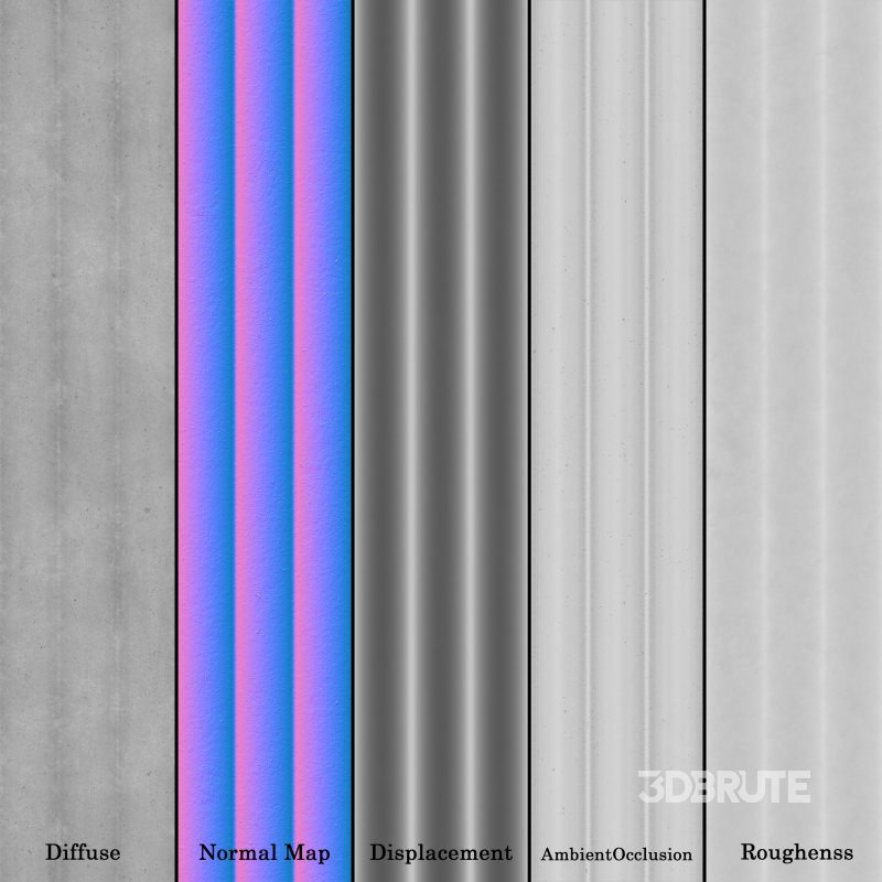 Fluted plaster 01 (Seamless) Image 7
