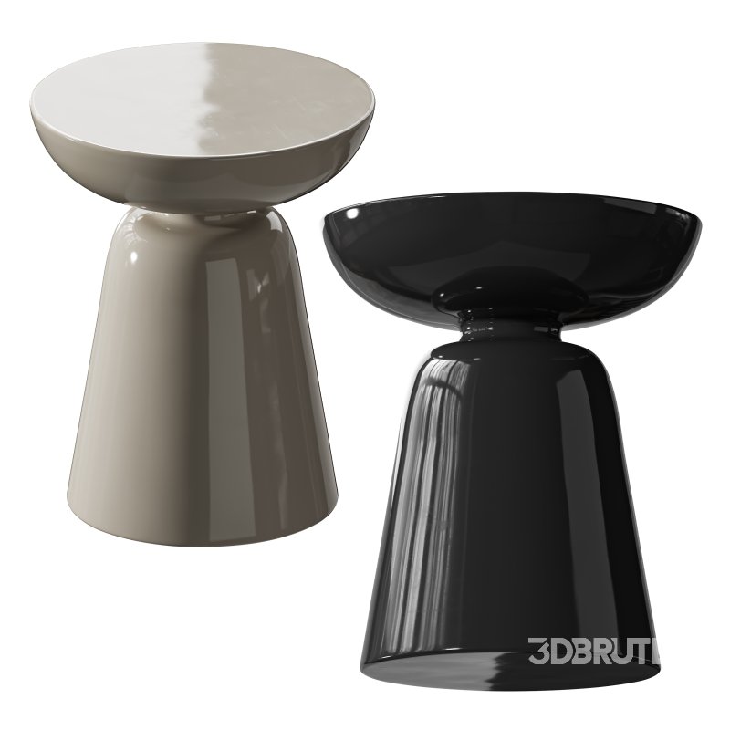 Modern Side Table – Black – White – Glossy Surface Image 13