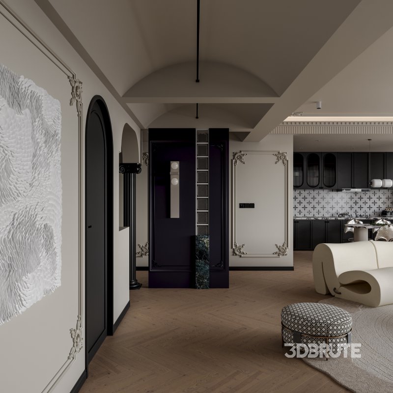 Classic luxury living room, dining room and kitchen Image 7