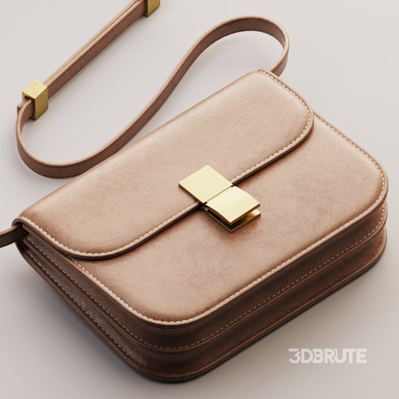 Brown Flap Genuine Leather Square Shoulder Message Bag Image 6