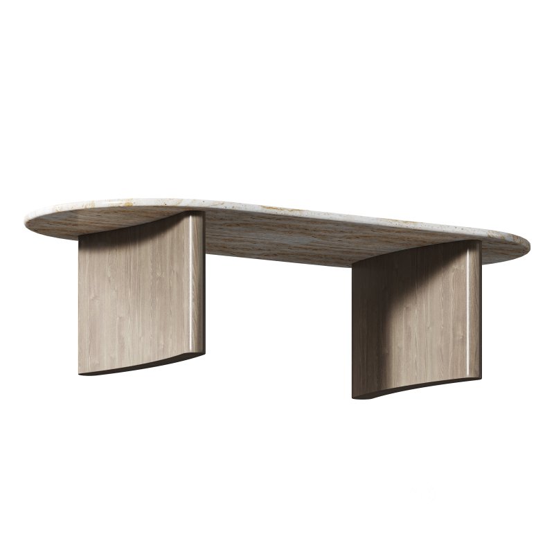 Linden Travertine Top Coffe Table Image 4
