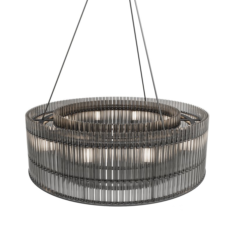 Pendant lamp transparent glass black metal Image 3