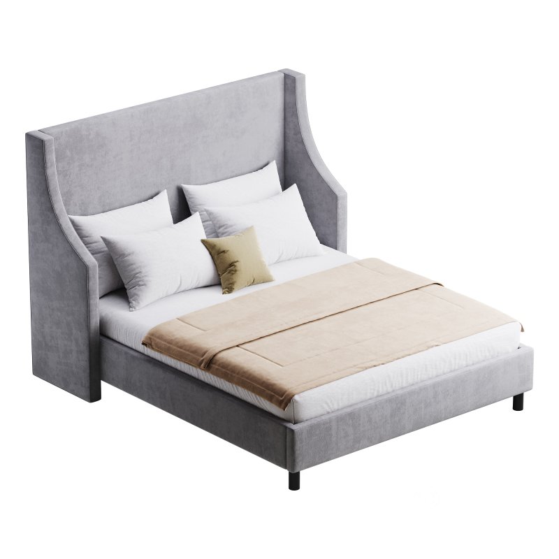 Davis Wingback Sand Velvet bed Image 8