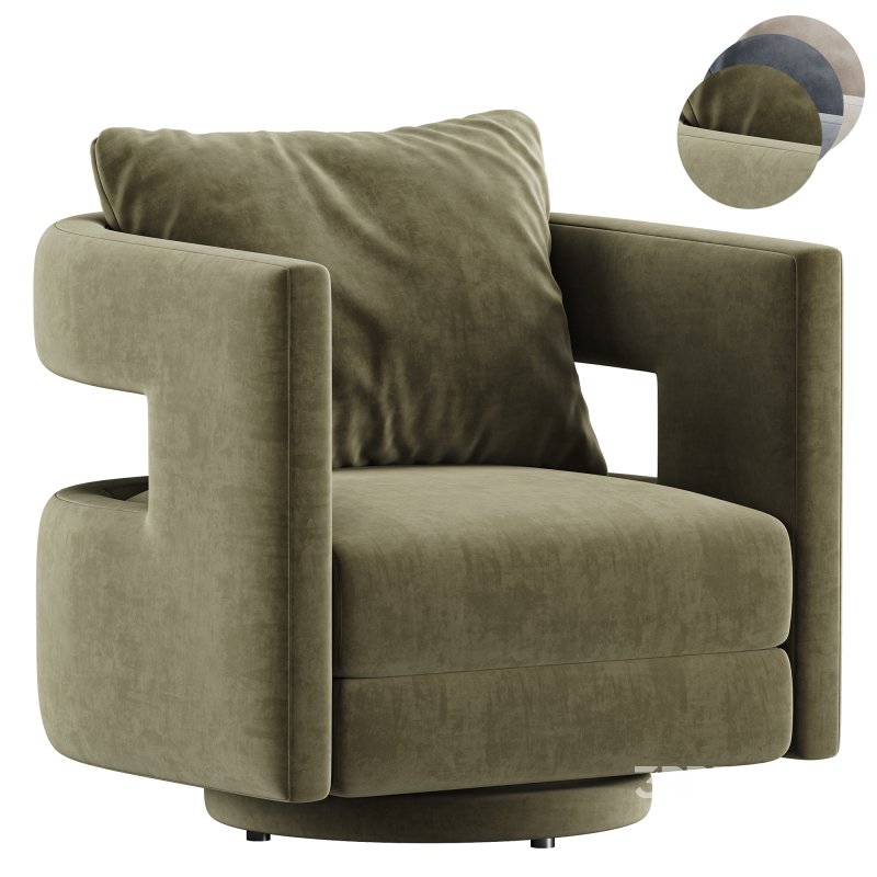 Eniel Upholstered Swivel Armchair Image 5
