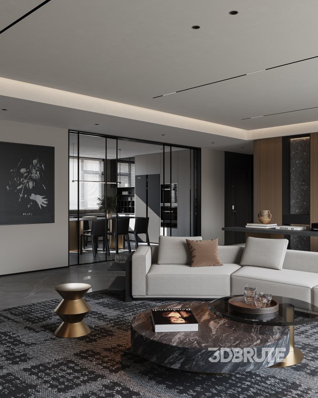Modern living room dining room kitchen Image 13