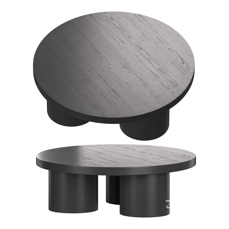 Damian Wooden Round Coffee Table – Black Image 8