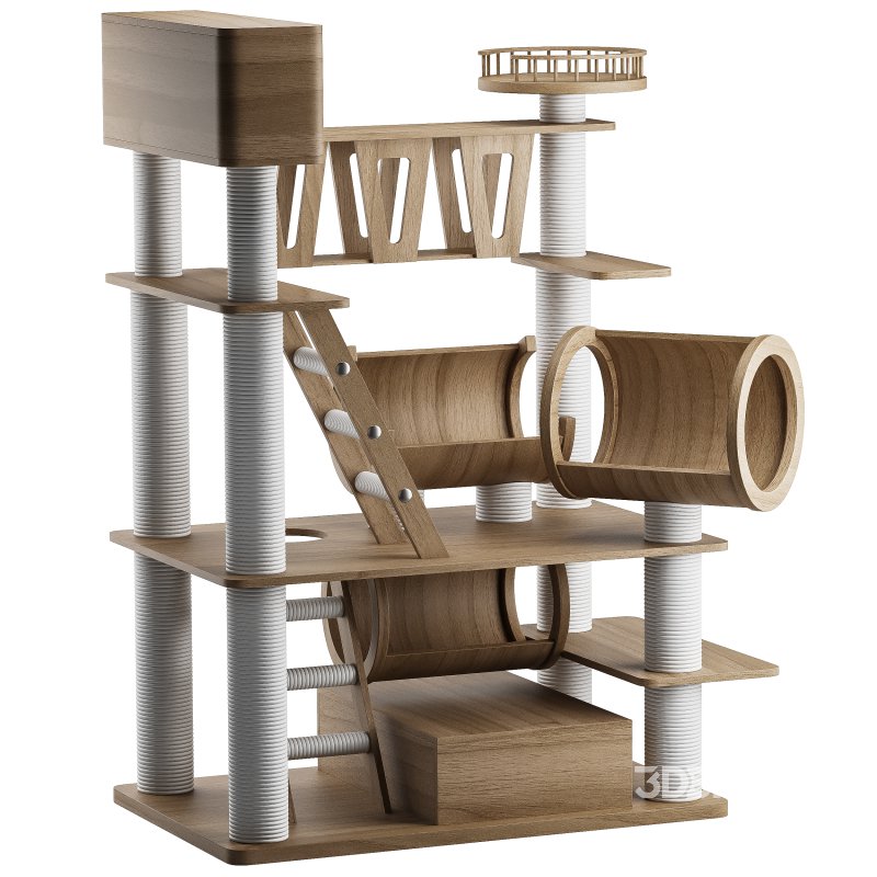 Wooden Cat Litter Box Frame with Integrated Luxury Play Area Image 6