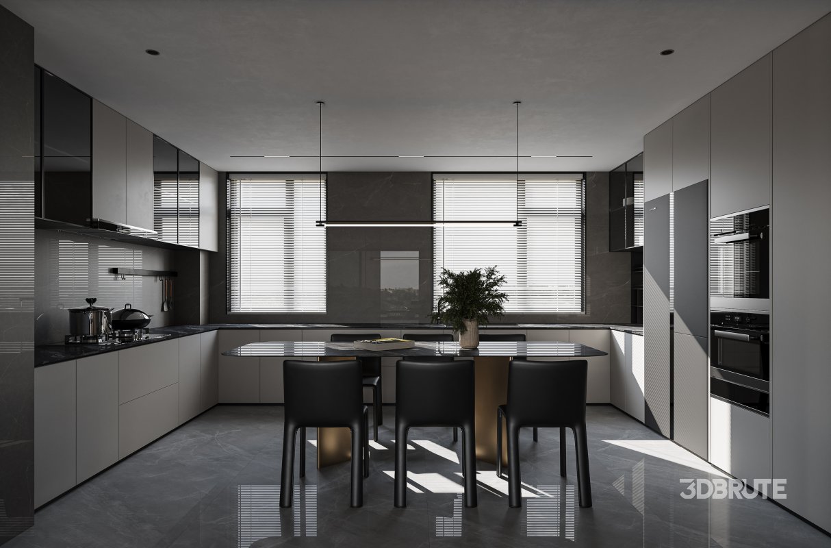 Modern living room dining room kitchen Image 5