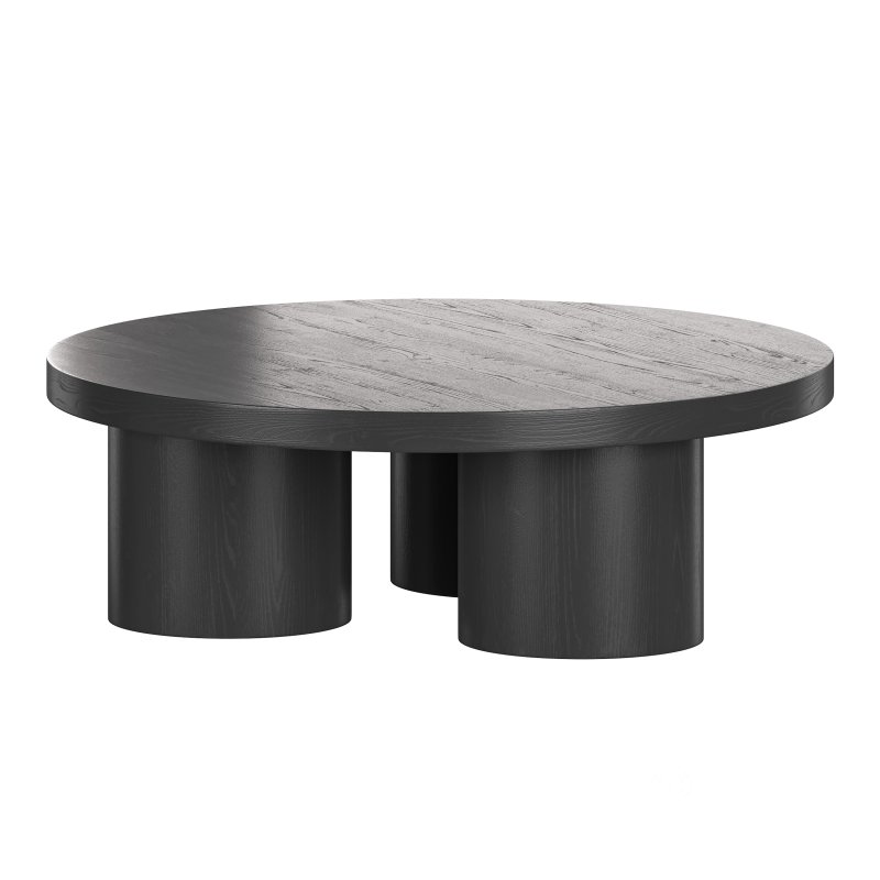 Damian Wooden Round Coffee Table – Black Image 2