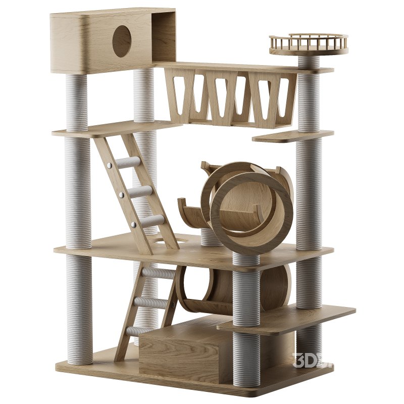 Wooden Cat Litter Box Frame with Integrated Luxury Play Area Image 3