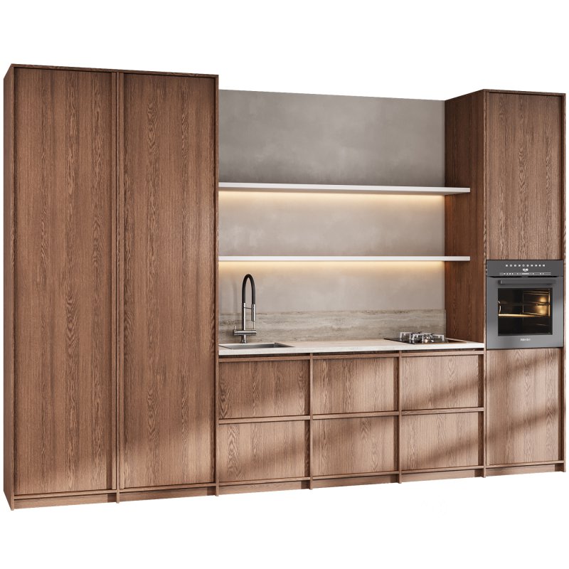 Japandi Kitchen Set Minimal Wooden Design Image 2