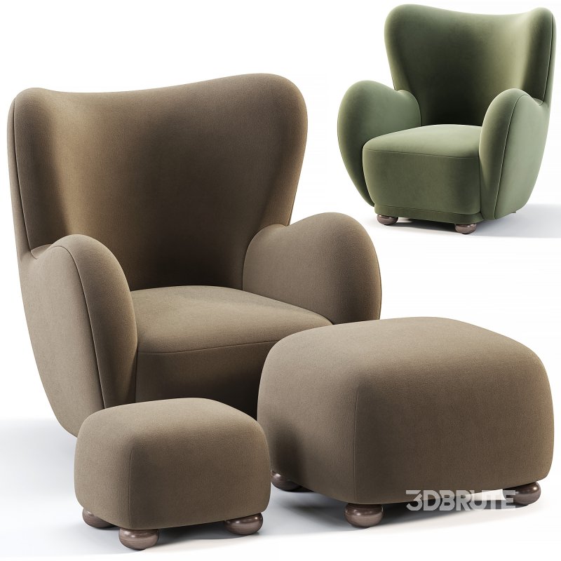 Lounge Chair With Ottomans By Vintage Image 2