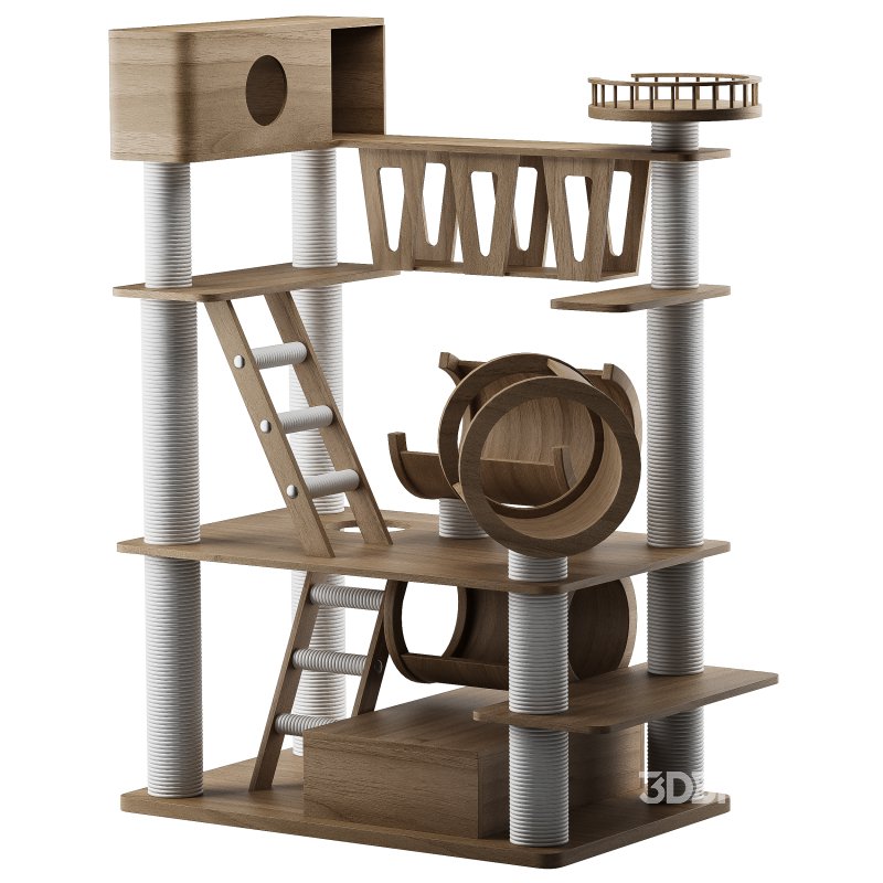 Wooden Cat Litter Box Frame with Integrated Luxury Play Area Image 5