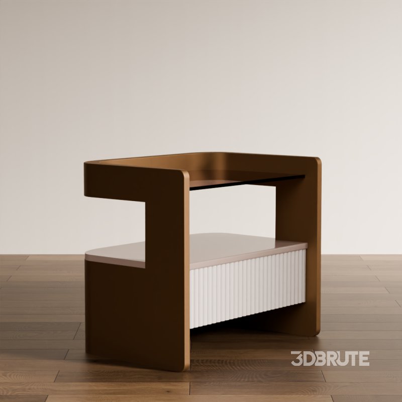 Contemporary Wooden Side Table with Slatted Shelf Image 4