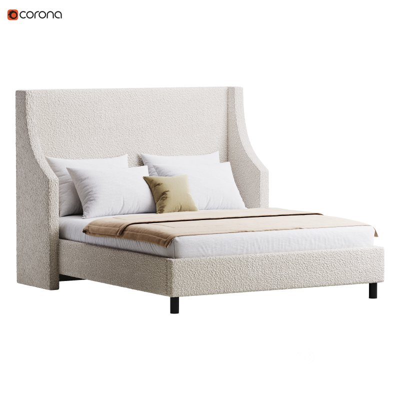 Davis Wingback Sand Velvet bed Image 5