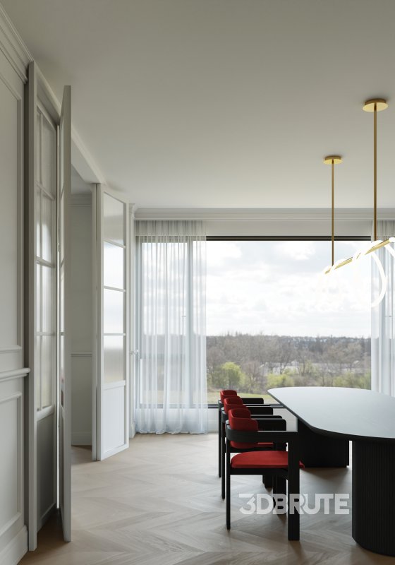 red living room dining room Image 8