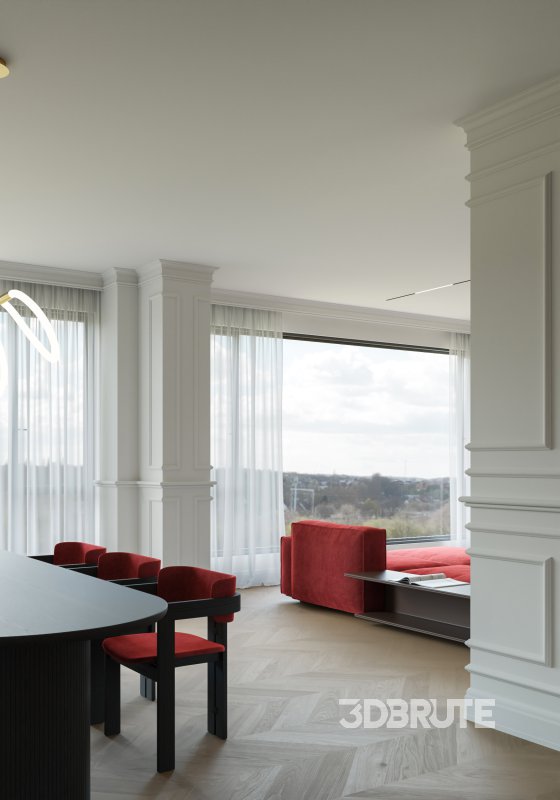 red living room dining room Image 6