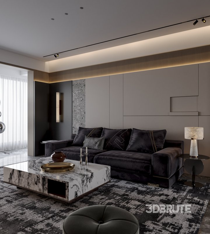 Modern luxury living room and dining room Image 3