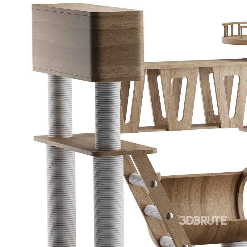 Wooden Cat Litter Box Frame with Integrated Luxury Play Area Image 9