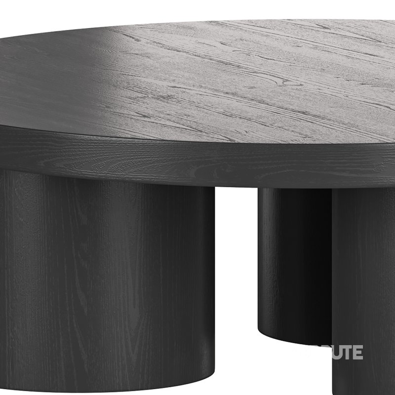 Damian Wooden Round Coffee Table – Black Image 10