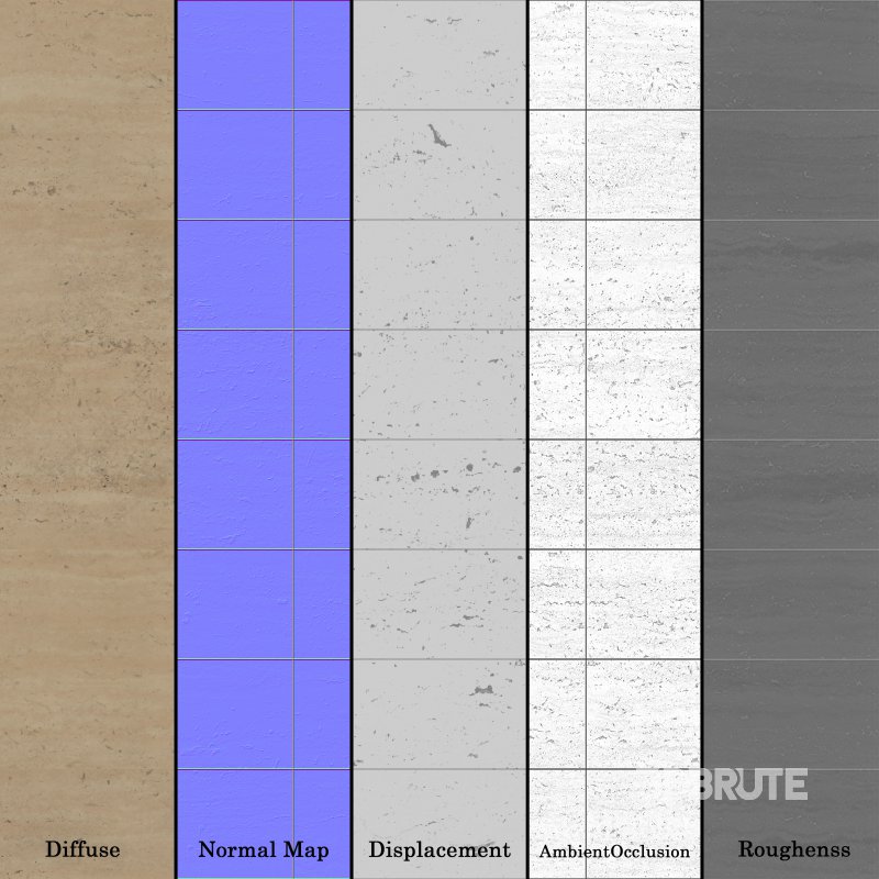 Travertine Stone Wall (Seamless) Image 5