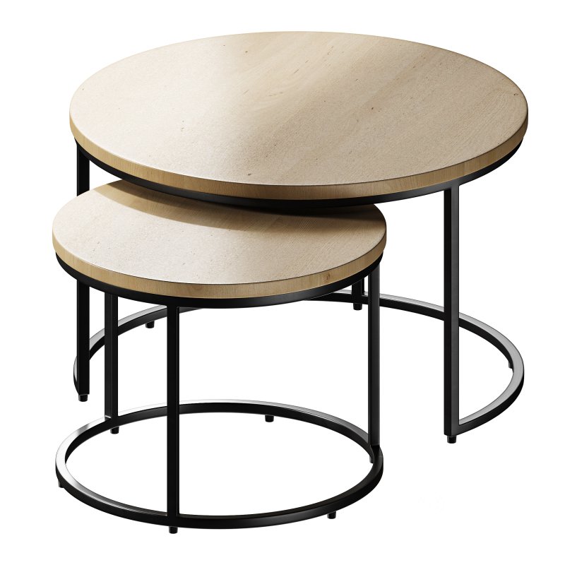 Set of 2 oak nesting coffee tables Image 3