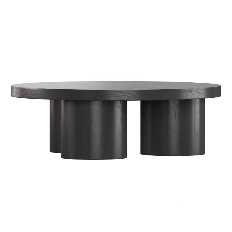 Damian Wooden Round Coffee Table – Black Image 4