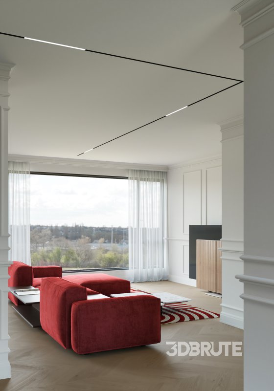 red living room dining room Image 4