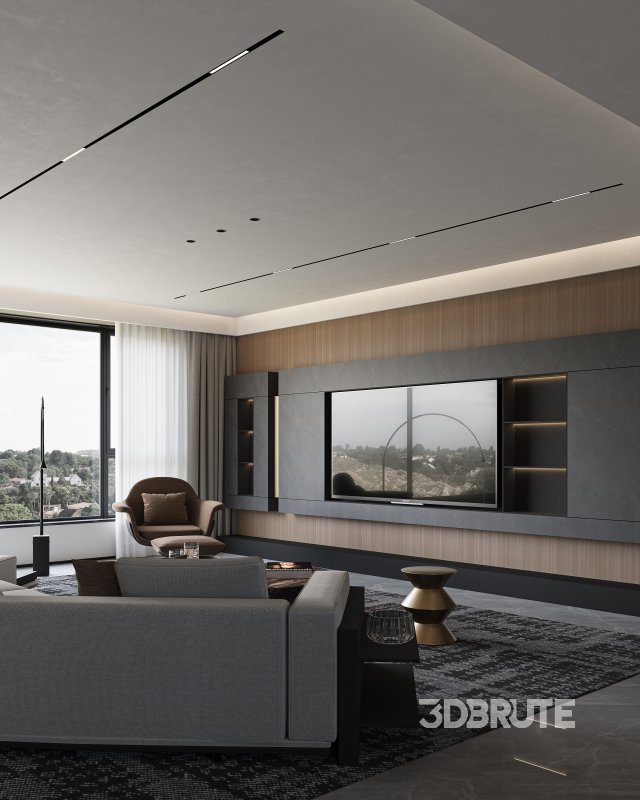 Modern living room dining room kitchen Image 8