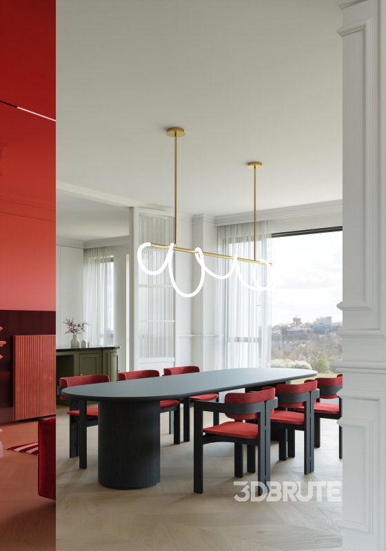 red living room dining room Image 7