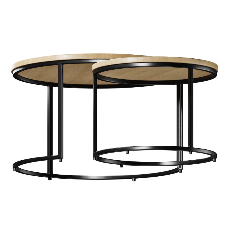 Set of 2 oak nesting coffee tables Image 9