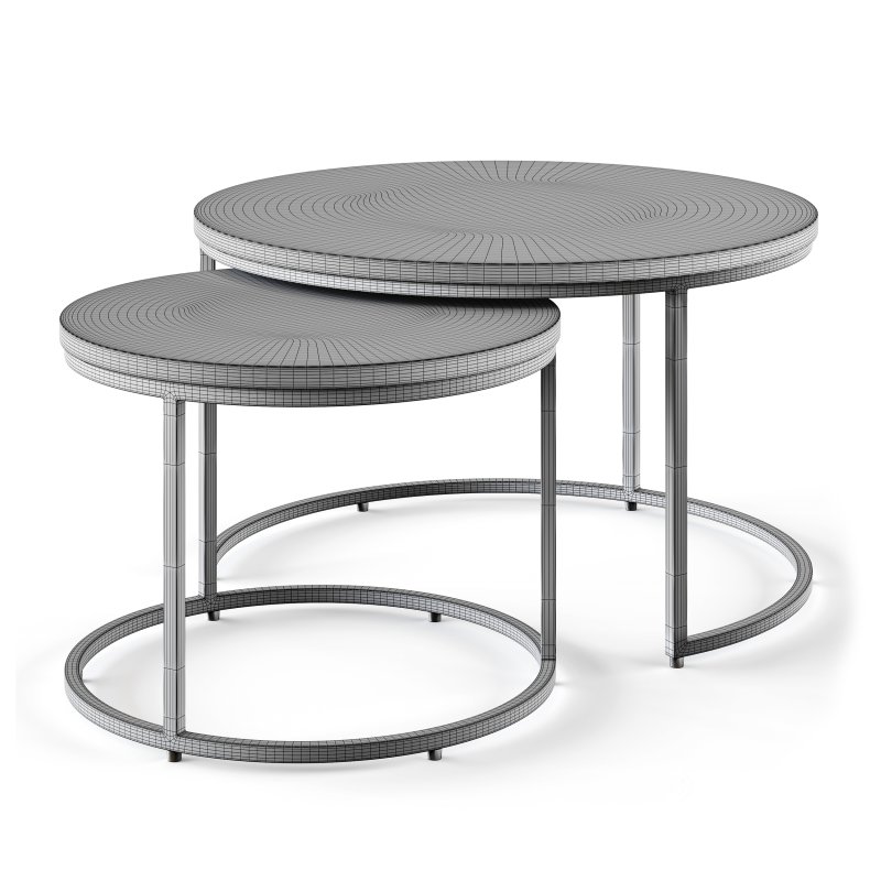 Set of 2 oak nesting coffee tables Image 14