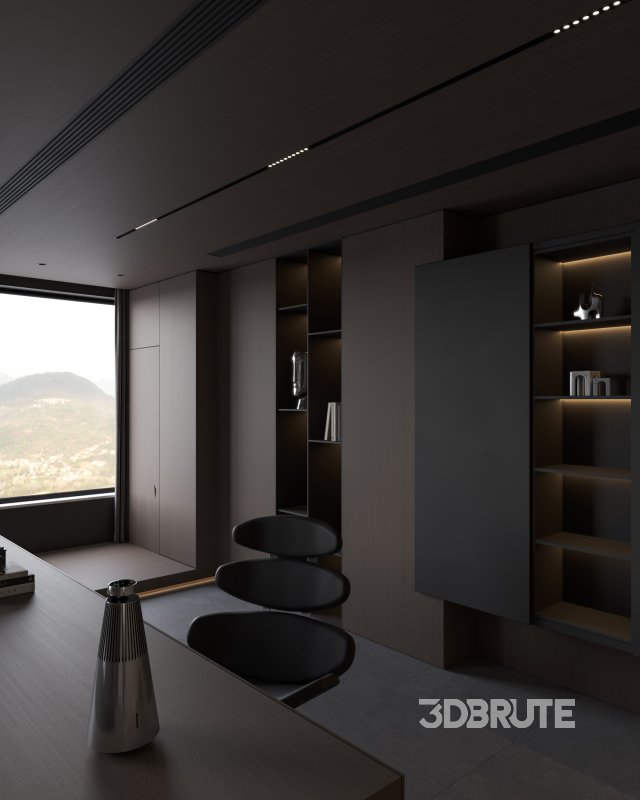 Modern dark living room dining room Image 7