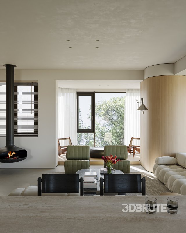 Modern living room dining room kitchen Image 9