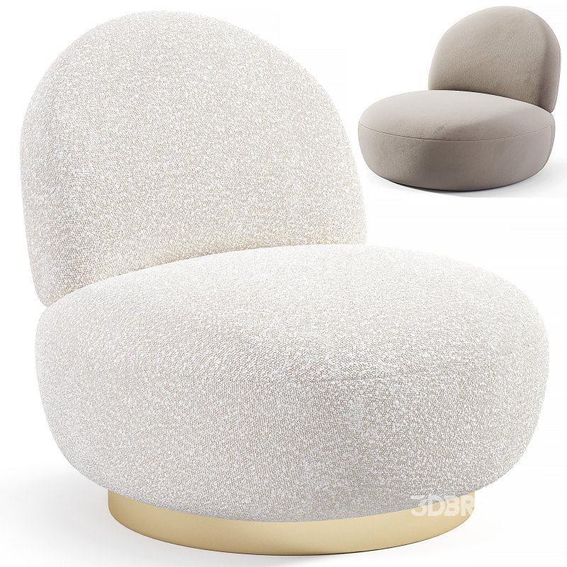Swivel Chair Clement Boucle Cream Image 2