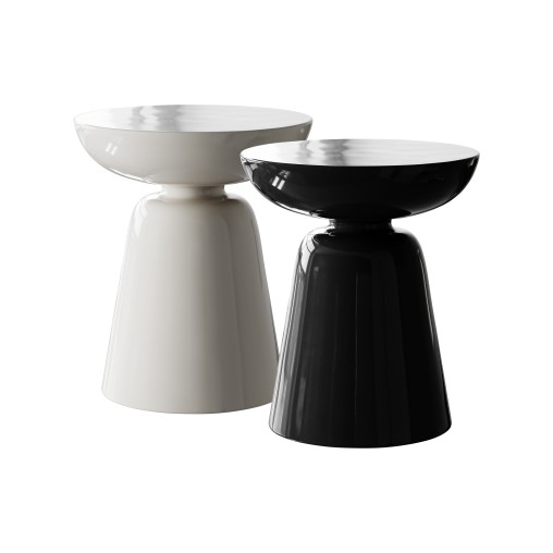 Modern Side Table – Black – White – Glossy Surface
