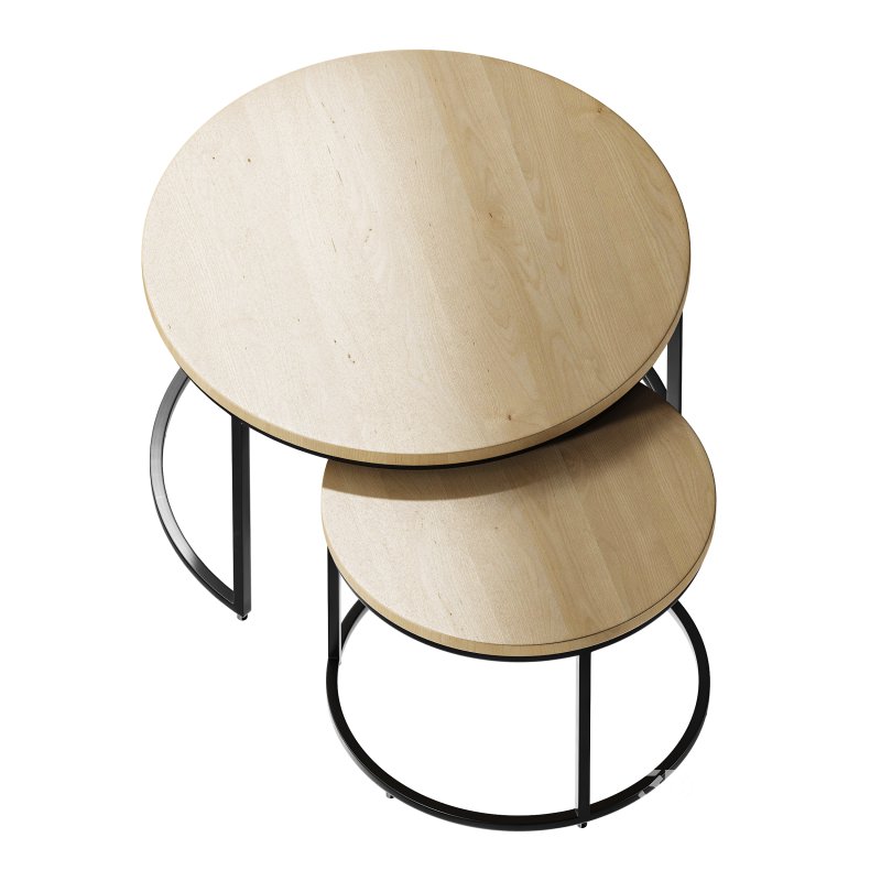 Set of 2 oak nesting coffee tables Image 8