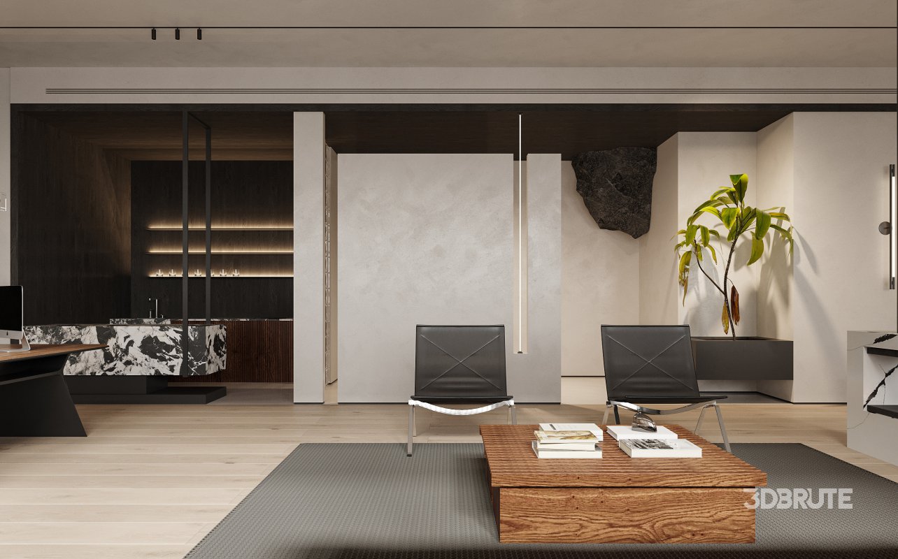 Modern living room dining room office Image 5