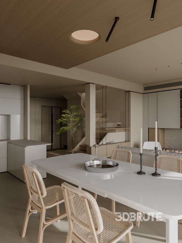 Modern living room dining room kitchen Image 9