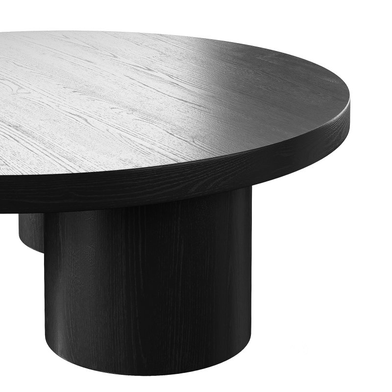 Damian Wooden Round Coffee Table – Black Image 3