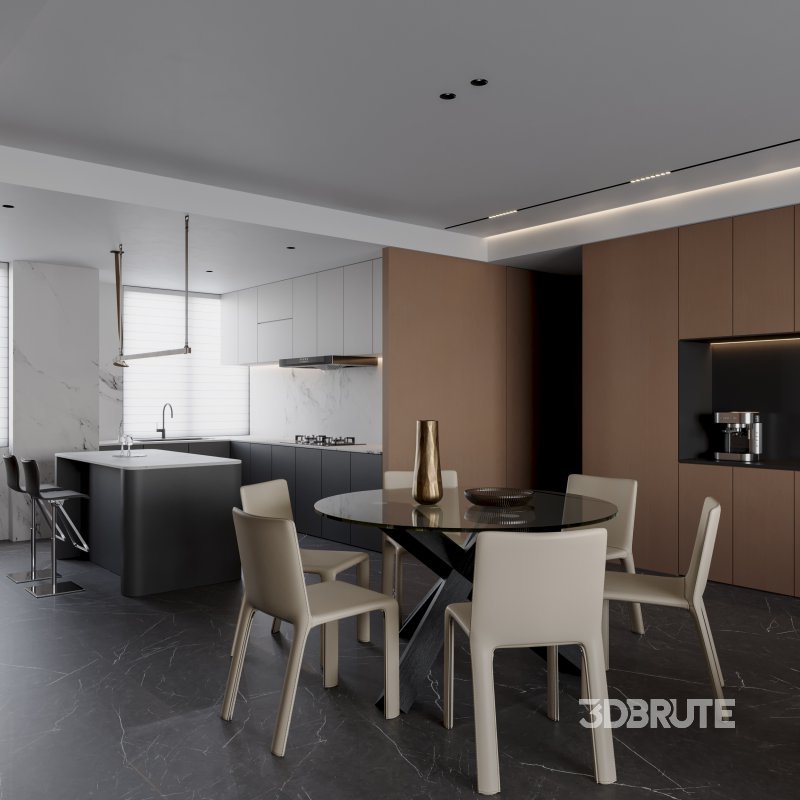 Modern living room dining room kitchen Image 7