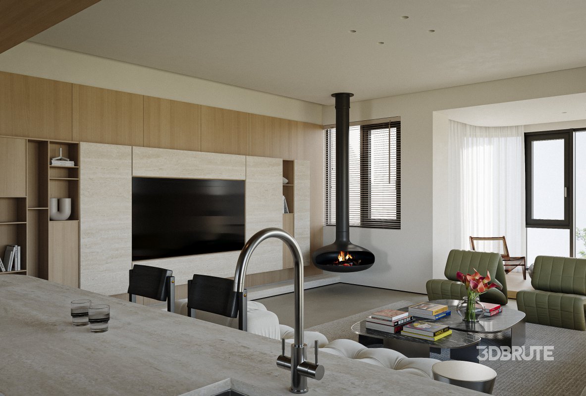 Modern living room dining room kitchen Image 4