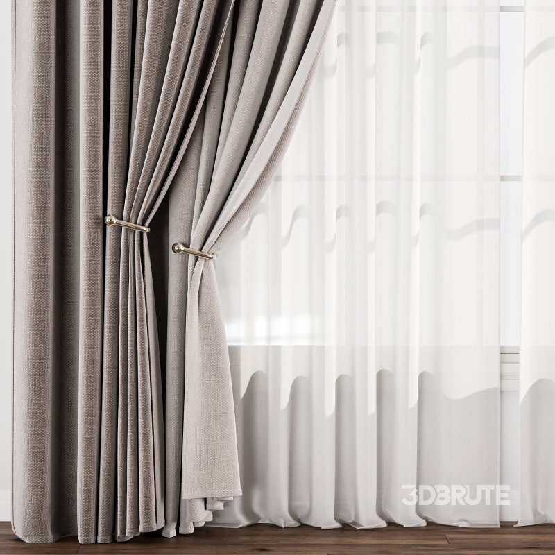 Velvet Curtain Set with Sheer Drapes 75 Image 4