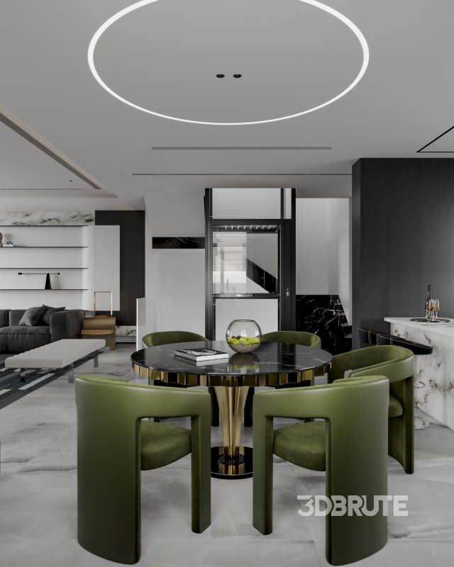 Modern living room dining room kitchen Image 10