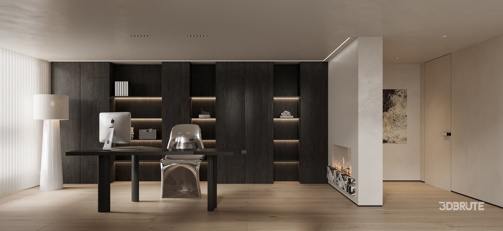 Modern living room dining room office Image 4