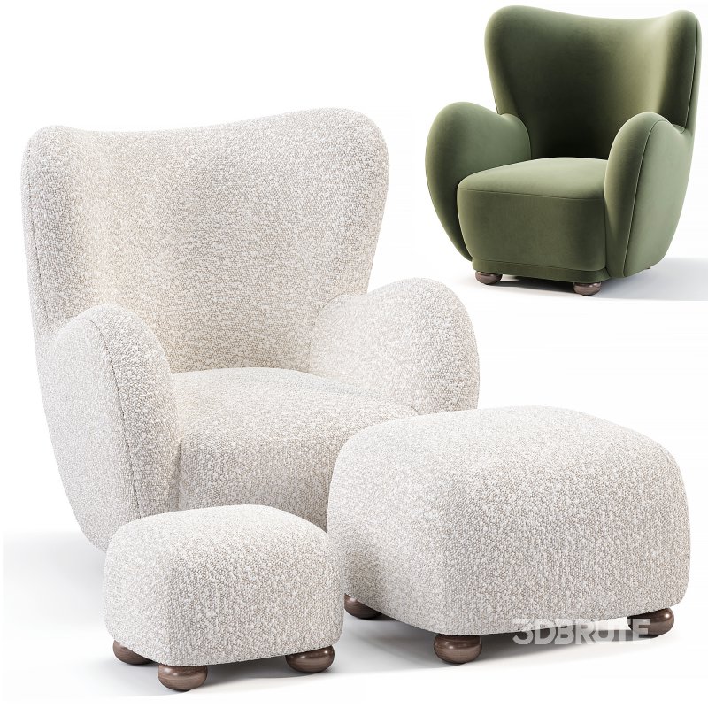 Lounge Chair With Ottomans By Vintage Image 3