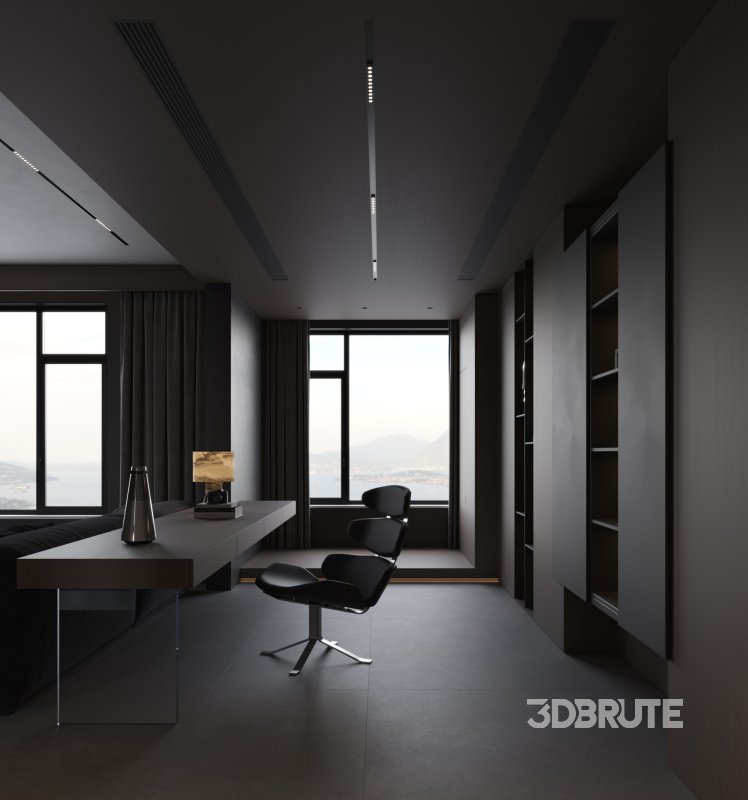 Modern dark living room dining room Image 6
