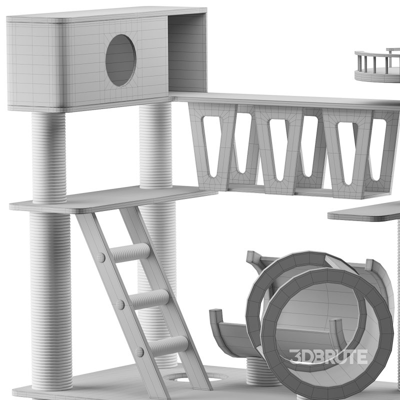 Wooden Cat Litter Box Frame with Integrated Luxury Play Area Image 15