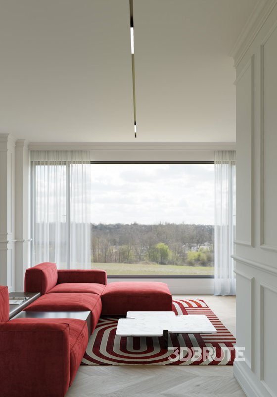 red living room dining room Image 11