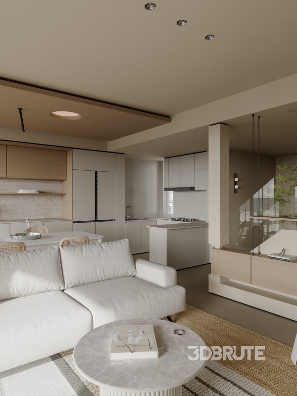 Modern living room dining room kitchen Image 4